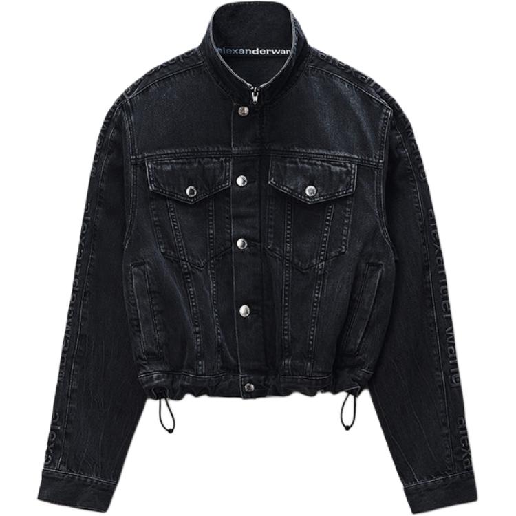 

Застёгивающаяся на молнию джинсовая куртка Alexander Wang, distressed серый