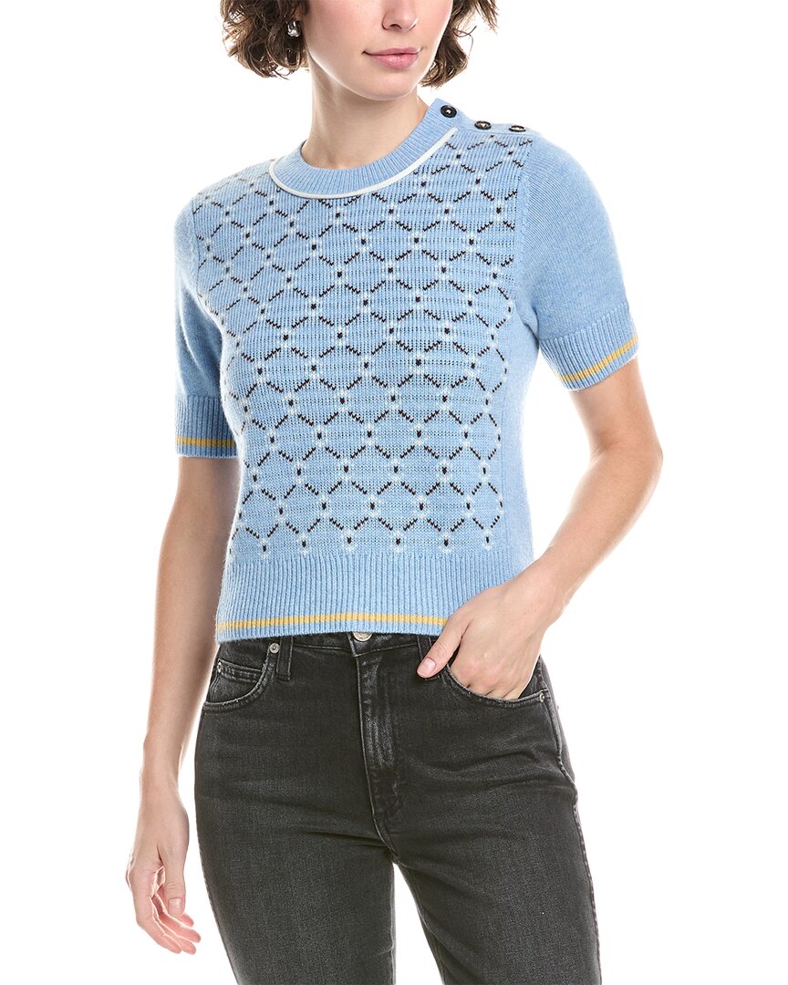 

Свитер с пуговицами на плече из шерсти и кашемира Noname, синий