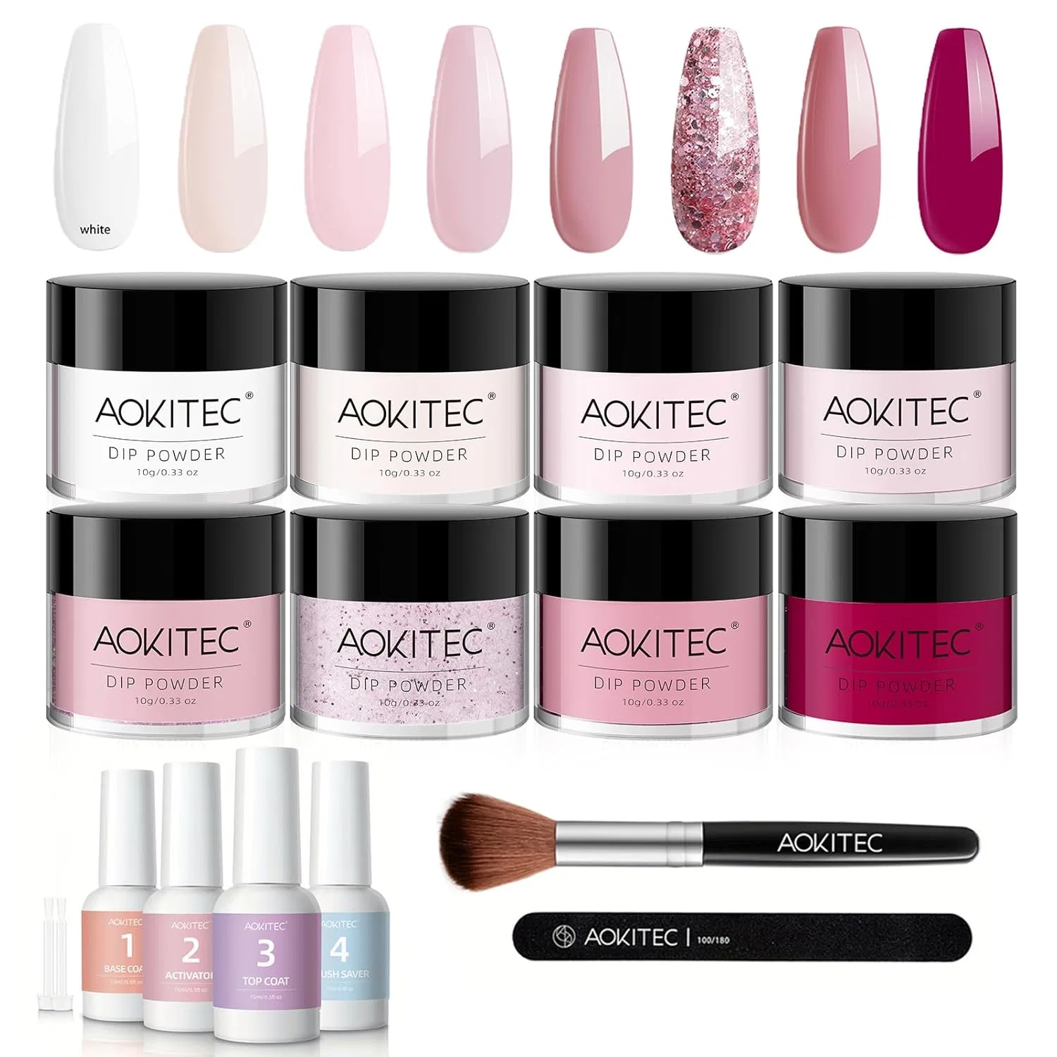 Набор для пудрового маникюра от Aokitec Aokitec, Pink Magenta