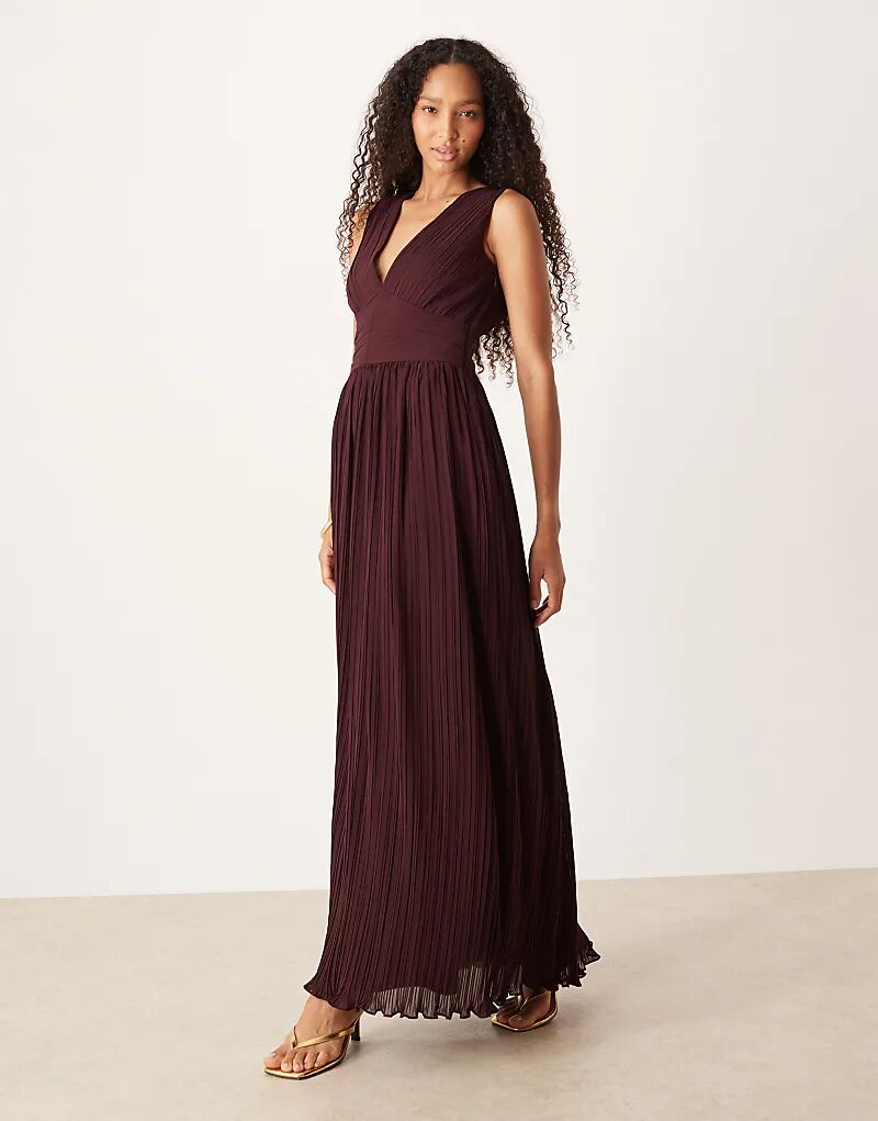 

Платье макси с глубоким декольте Six Stories винного цвета