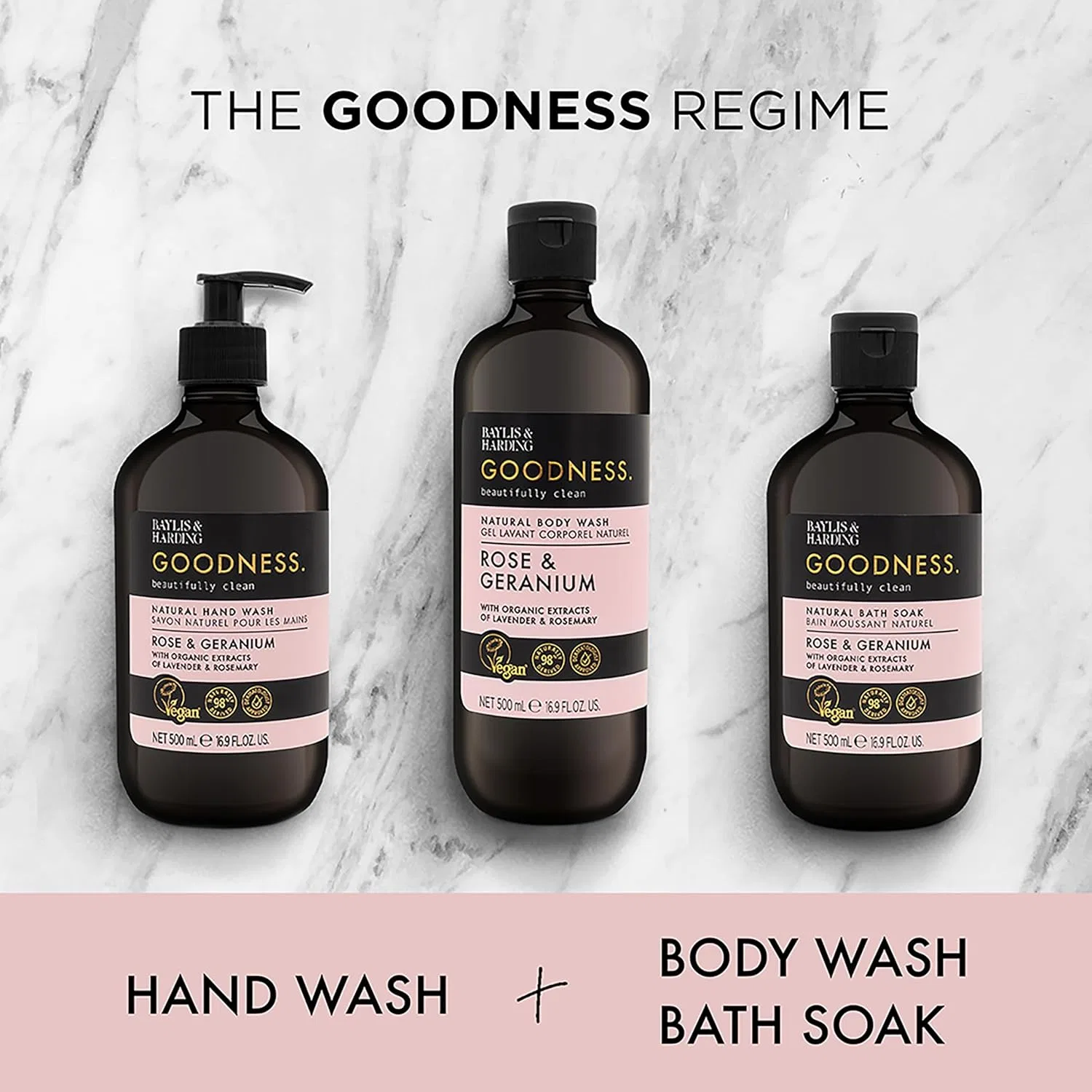 Натуральная пена для ванны Baylis & Harding Goodness с розой и геранью, 500 мл, 3 шт. Baylis & Harding — фото 3