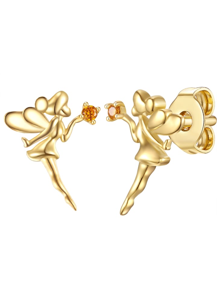 

Glanzstücke München Серьги-гвоздики в виде фей из стерлингового серебра с кубическим цирконием в оправе из желтого золота