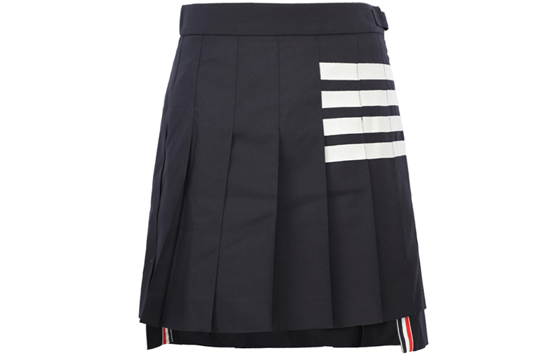 

Мини-юбка с плиссировкой и 4 планками из полотняного переплетения THOM BROWNE, темно-синий