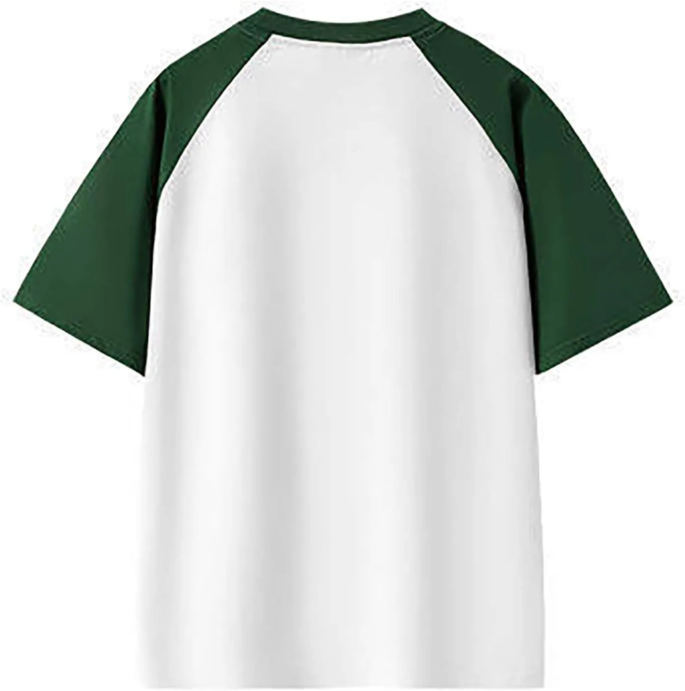 Мужская футболка с коротким рукавом Color Block Crew Neck Casual Tee 2026 Fashion Trendy Raglan Loose Comfy Sports Generic, зеленый — фото 2