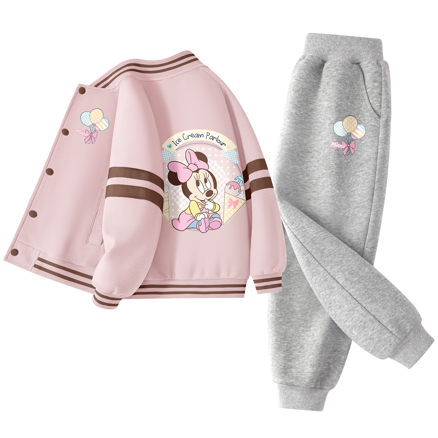 Детская повседневная спортивная одежда Disney, [Thickened And Fleece-Lined]Di Balloons K_Di Dazzling Color Rose Red+Di Balloons K Black — фото 2