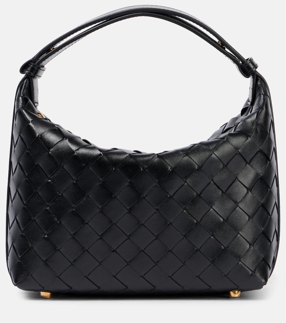 

Уменьшенная кожаная сумка через плечо Wallace Mini Intrecciato Bottega Veneta, Black-Gold