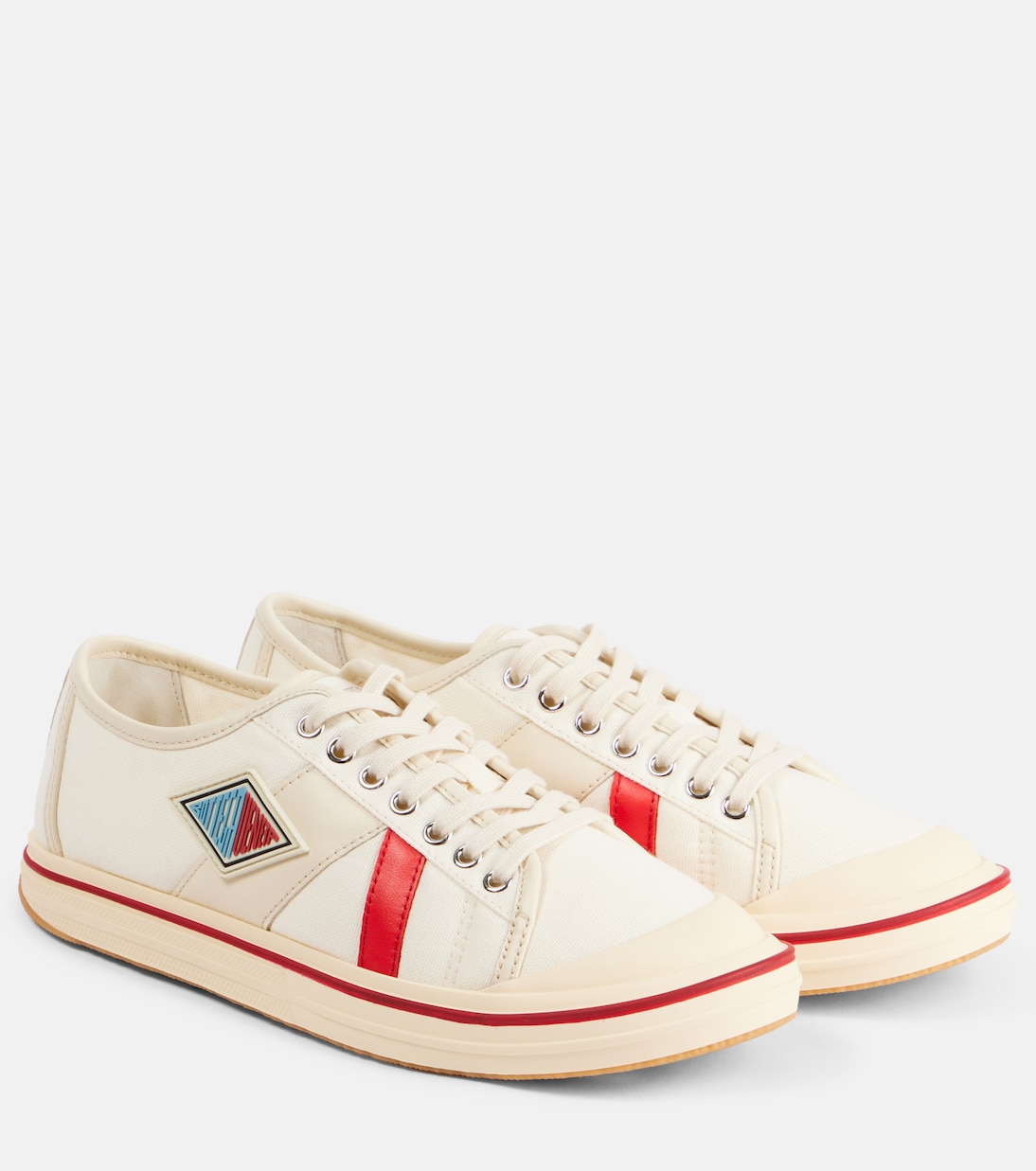 Кроссовки Eliot из кожи и парусины Bottega Veneta, White Sea Salt