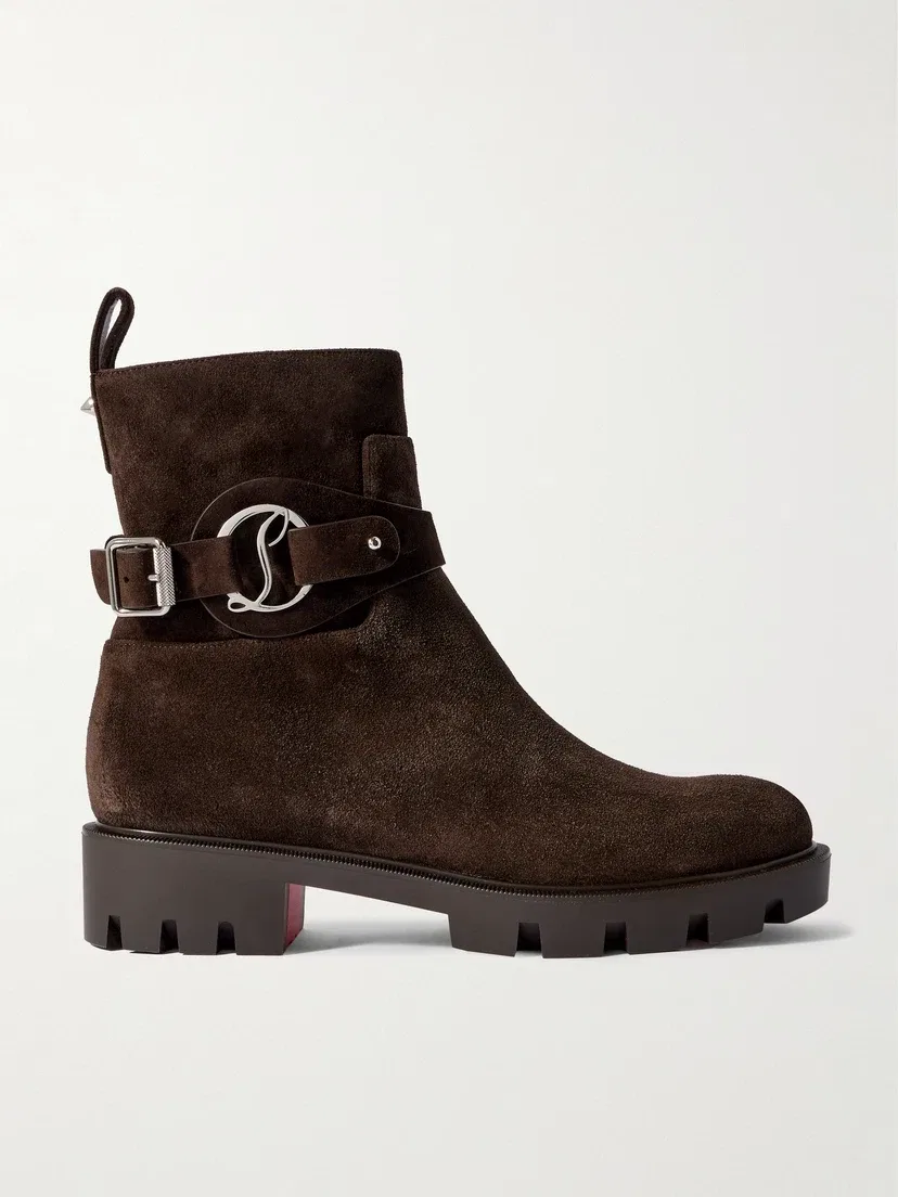 Замшевые ботильоны Dianouchette с пряжками Christian Louboutin, коричневый