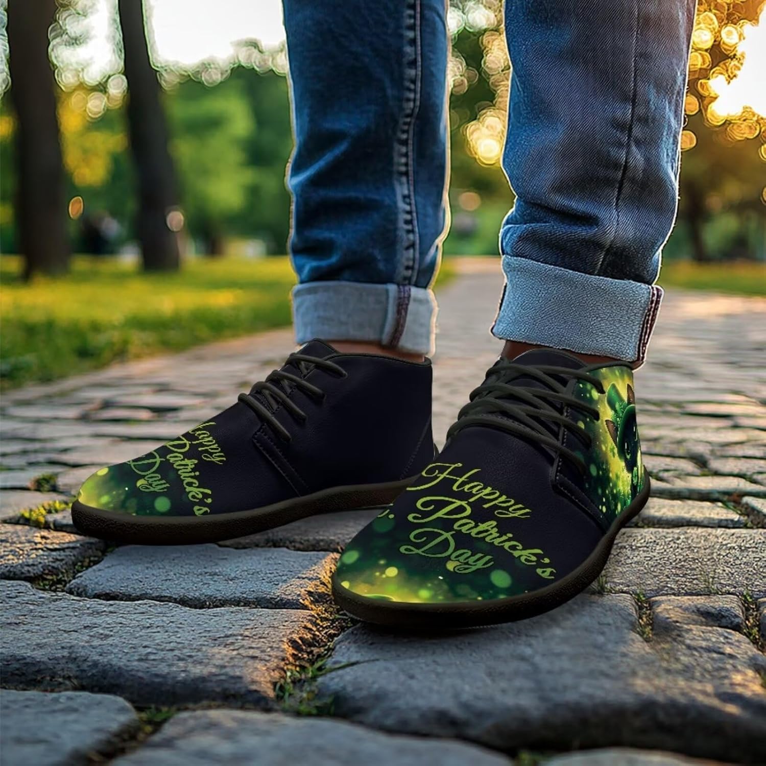 Мужские кроссовки Jeiento Barefoot Shoes St. Patrick's - удобные прогулочные кроссовки с широким носком для мужчин, Happy St. Patrick\'s Day — фото 3
