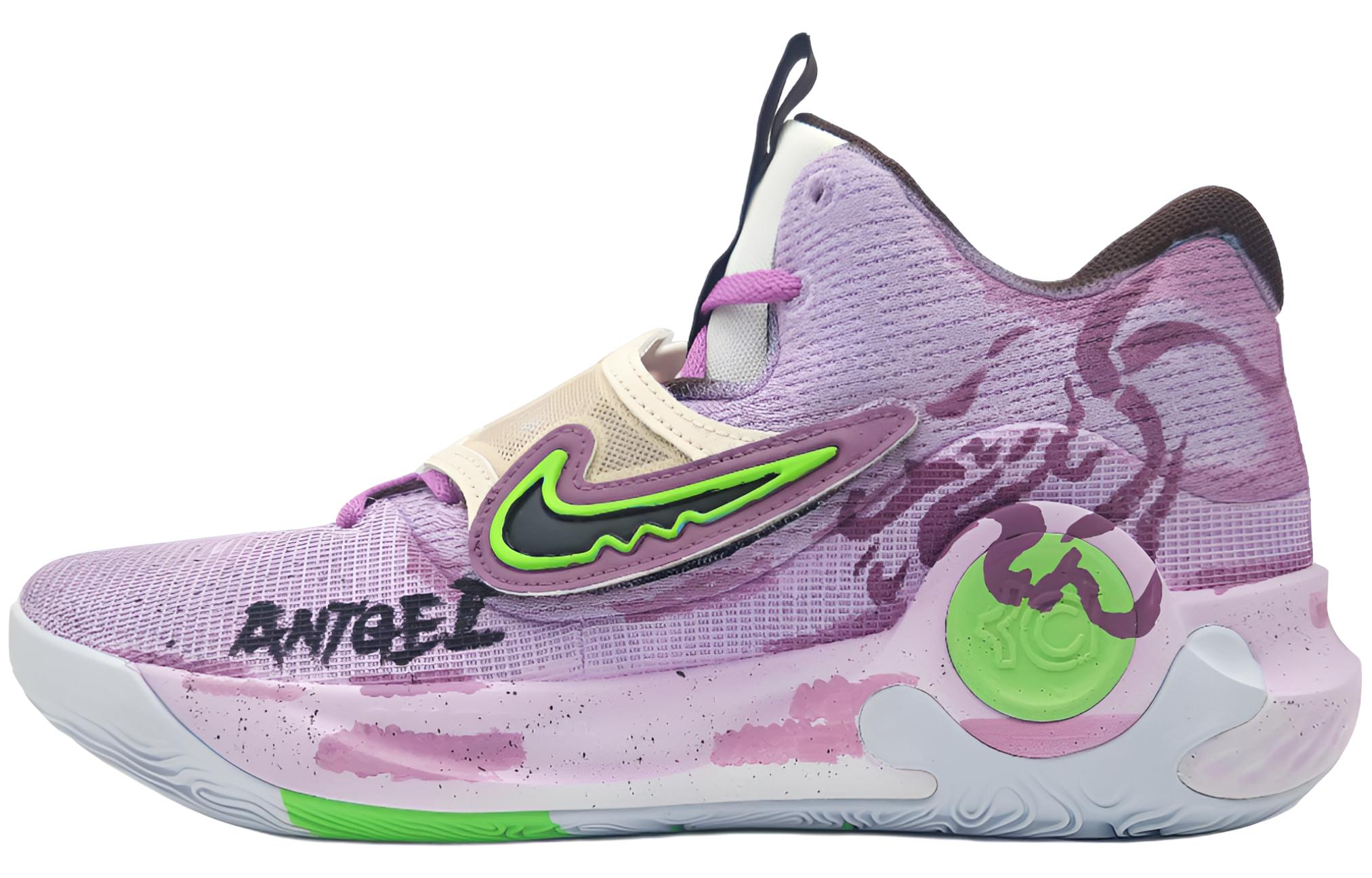 

Nike Баскетбольные кроссовки KD Trey 5 Signal Dimension с низким верхом, устойчивые к истиранию, мужские, фиолетово-зеленые