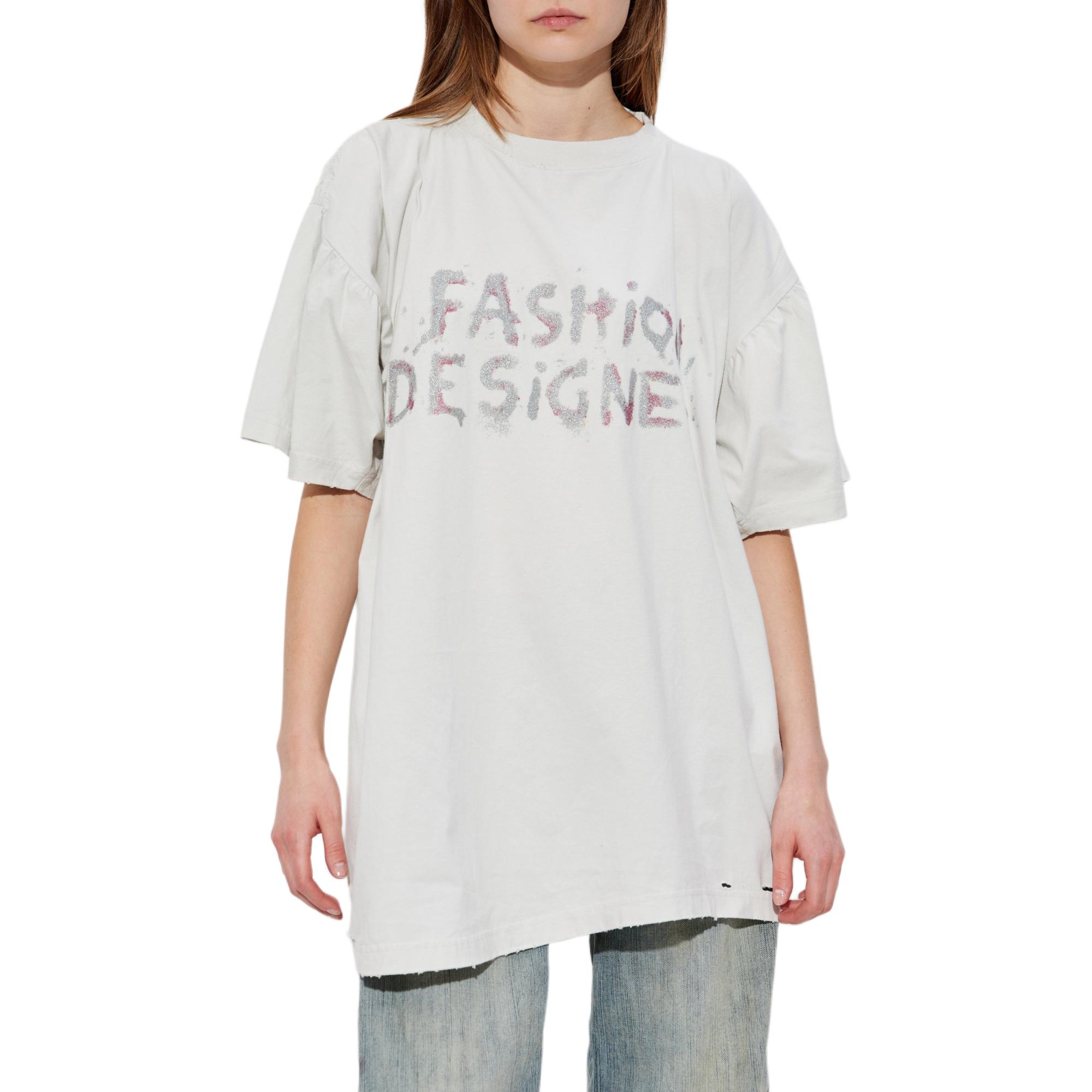 Футболка с коротким рукавом в стиле distressed Balenciaga, белый — фото 2