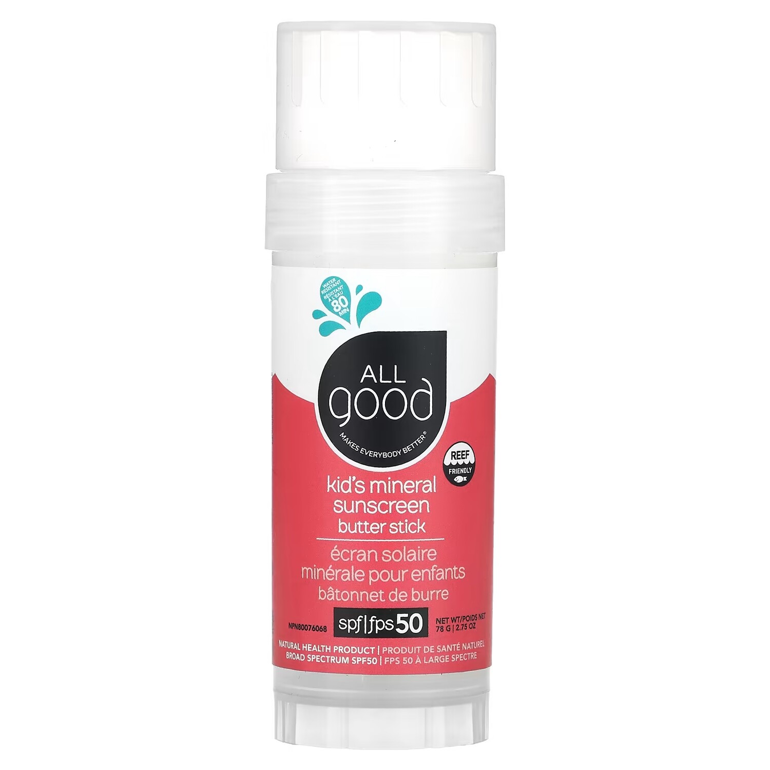 

Крем-стик солнцезащитный All Good Products Детский минеральный с маслом SPF 50, 78 г
