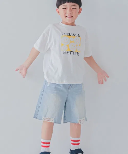 Детская футболка Jeans-b 2nd SMILE с принтом, белая — фото 3