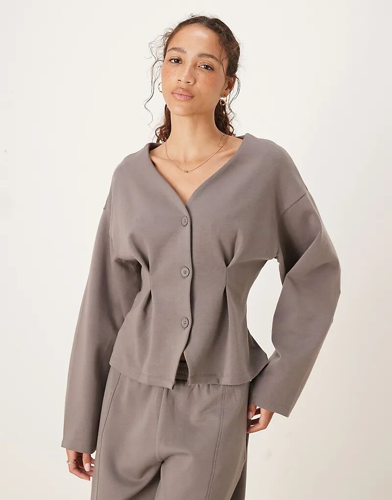 

Кардиган ASOS DESIGN из пряжи интерлок серого цвета