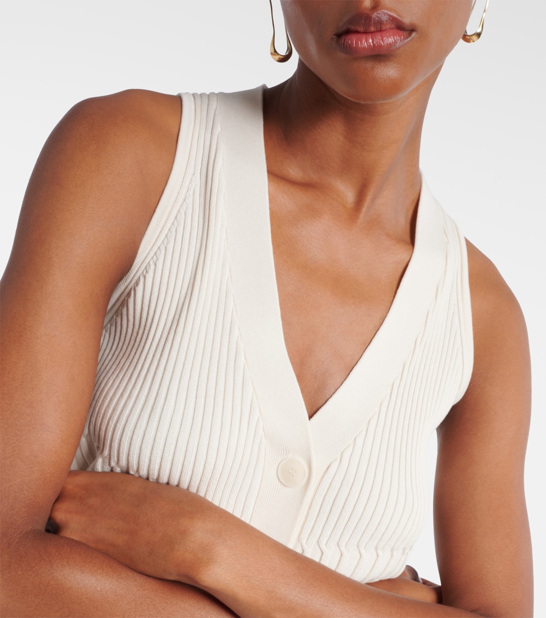 Бима ребристая майка из хлопковой смеси Max Mara, Tela — фото 4