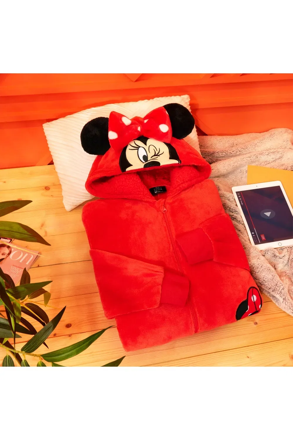 Детский комбинезон-пижама Minnie Coral из флиса Disney, красный — фото 2