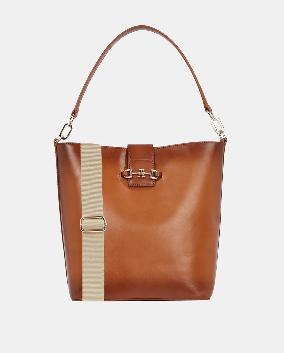 

Сумка-ведро Tommy Hilfiger из коричневой кожи для женщин, коричневый