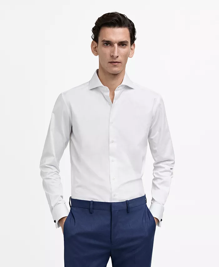 

Мужская классическая рубашка из твила Slim-Fit MANGO, белый