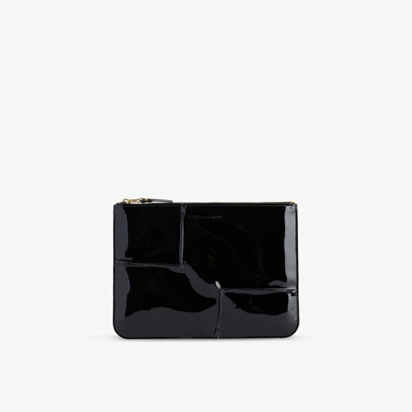 

Кошелек из лакированной кожи с обратным швом Comme Des Garcons, черный