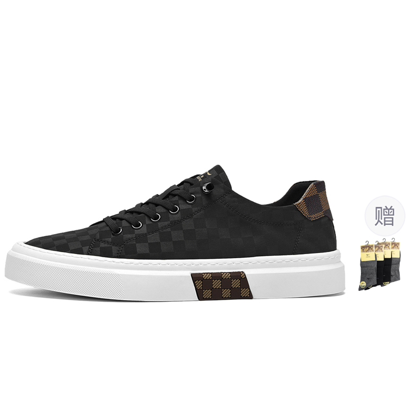 

Легкие износостойкие и противоскользящие низкие кеды для скейтборда мужские SEPTWOLVES, [Подарок на Циси] Черно-коричневые с носками*1 (стандартный размер кожаной обуви)