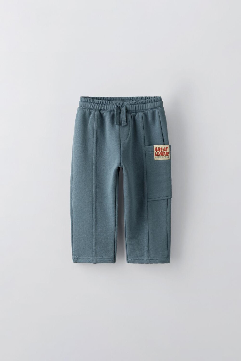 

Плюшевые брюки с аппликациями-этикетками ZARA, средне-синий