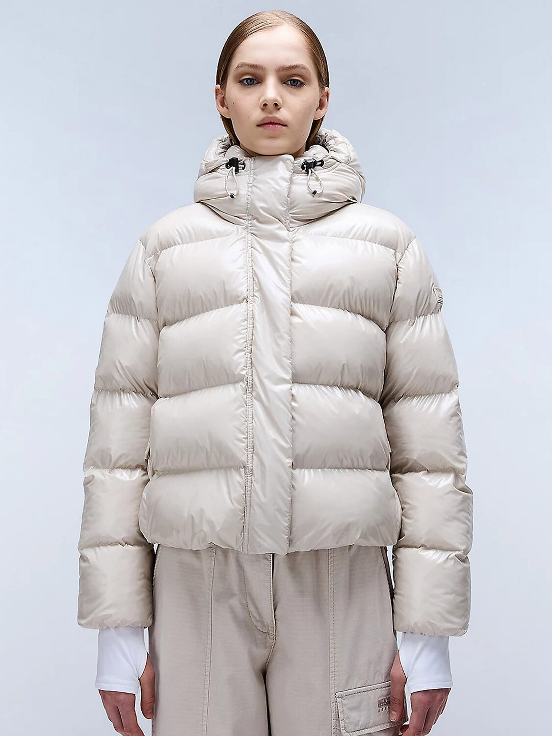 

Пуховик piumino glane oversize Napapijri, бежевый