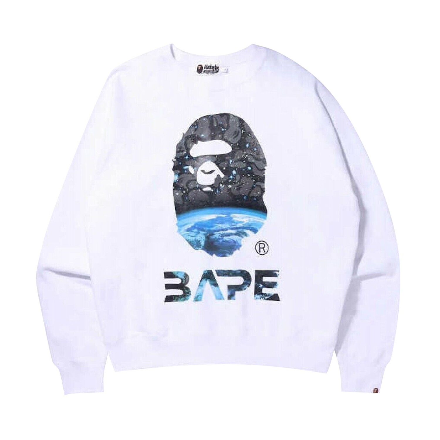 

BAPE Свободный крой с круглым вырезом в виде головы обезьяны в космическом камуфляже, цвет Белый