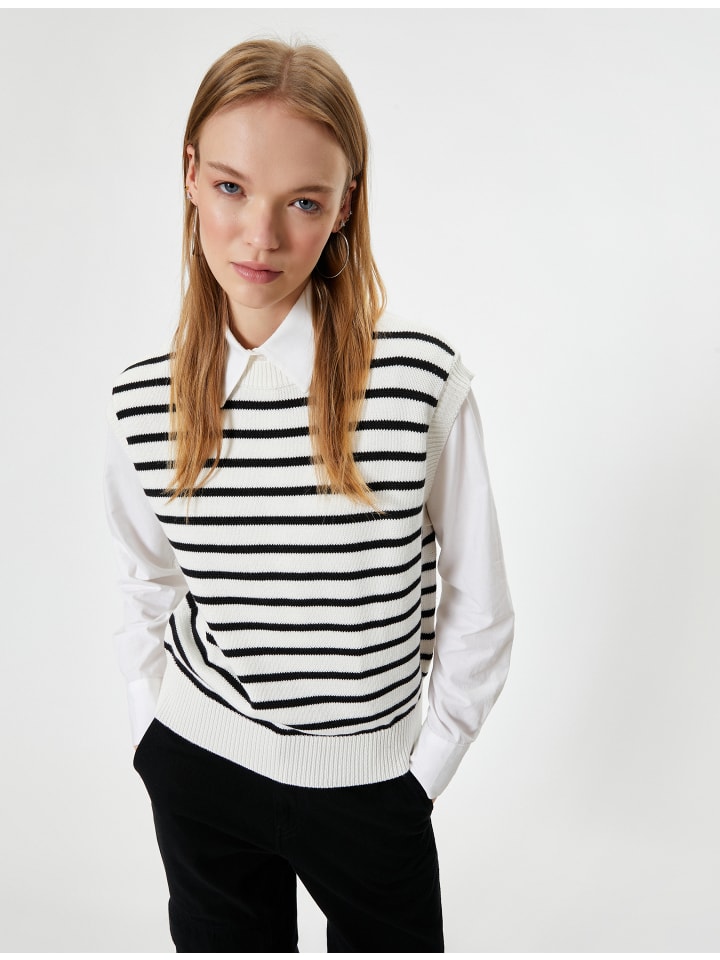 

Жилет KOTON Sweater, цвет Ekru Gestreift