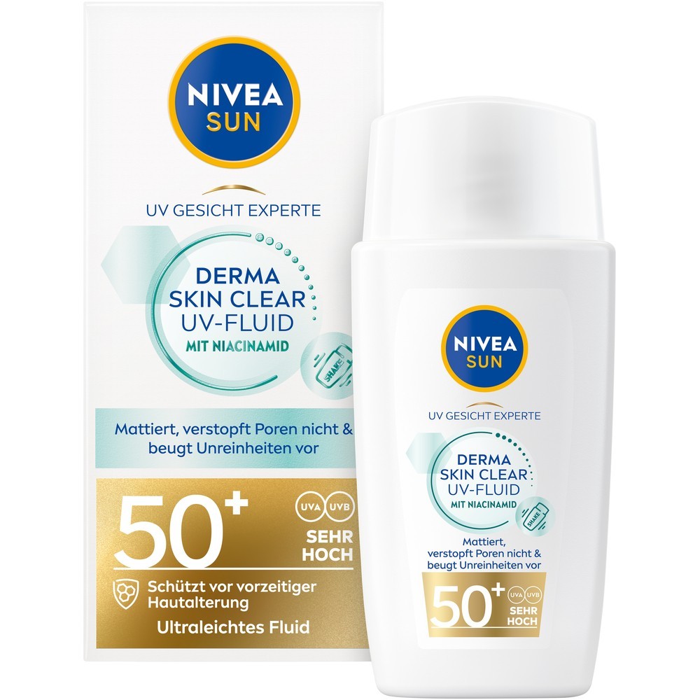

Солнцезащитный крем nivea sun derma skin clear uv-fluid lsf50+ Nivea, объем 40 мл