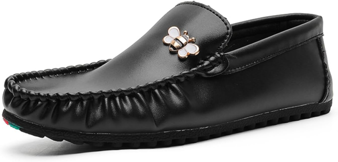 

Мужские кожаные лоферы без шнурков, легкие и удобные, повседневные, с декором в виде пчелы, прогулок, повседневного офисного стиля, путешествий, уикендов, светских мероприятий, обувь типа «boat shoes» Yrzhgdl, черный