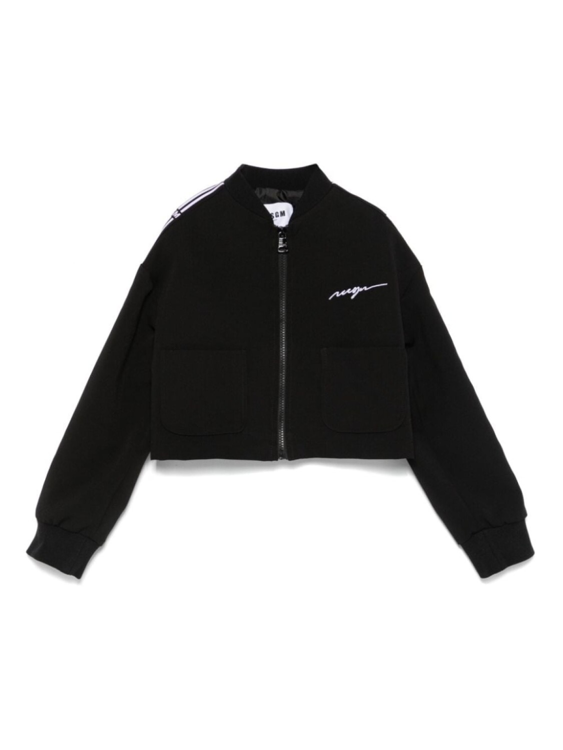 

MSGM Kids куртка-бомбер с логотипом на ленте, черный