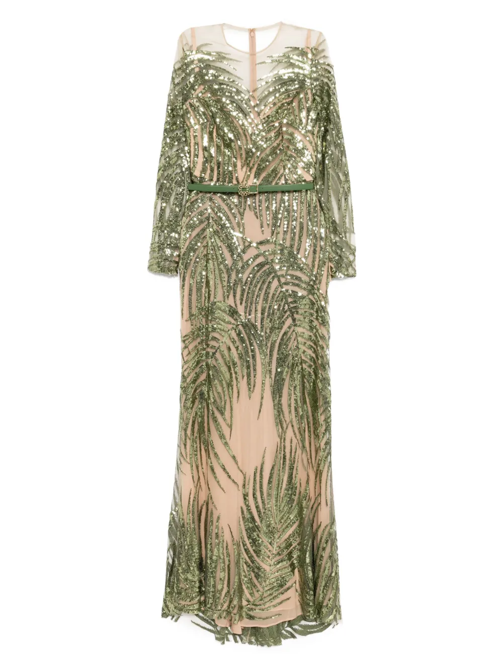 

Длинное платье с вышивкой Elie Saab, зеленый