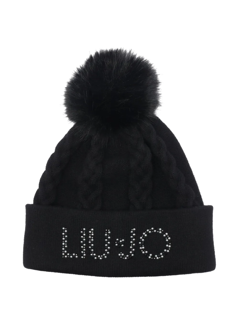 

Шапка с помпоном и косичным узором LIU JO, черный