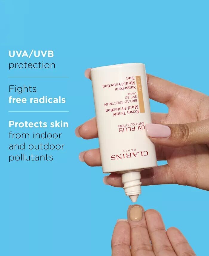 Солнцезащитный крем для лица UV Plus с защитой от загрязнений SPF 50 Clarins, цвет Light — фото 4