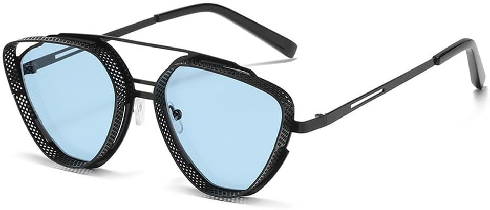 

Солнцезащитные очки в стиле стимпанк и ретро для мужчин и женщин, с металлической полой оправой, модные солнцезащитные очки для активного отдыха, защита от ультрафиолета UV400 WNCKSQ, C02 Black Blue