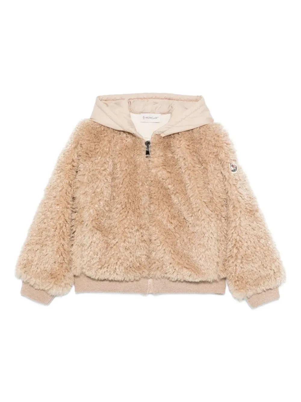 

Худи на молнии с капюшоном Moncler Enfant, бежевый
