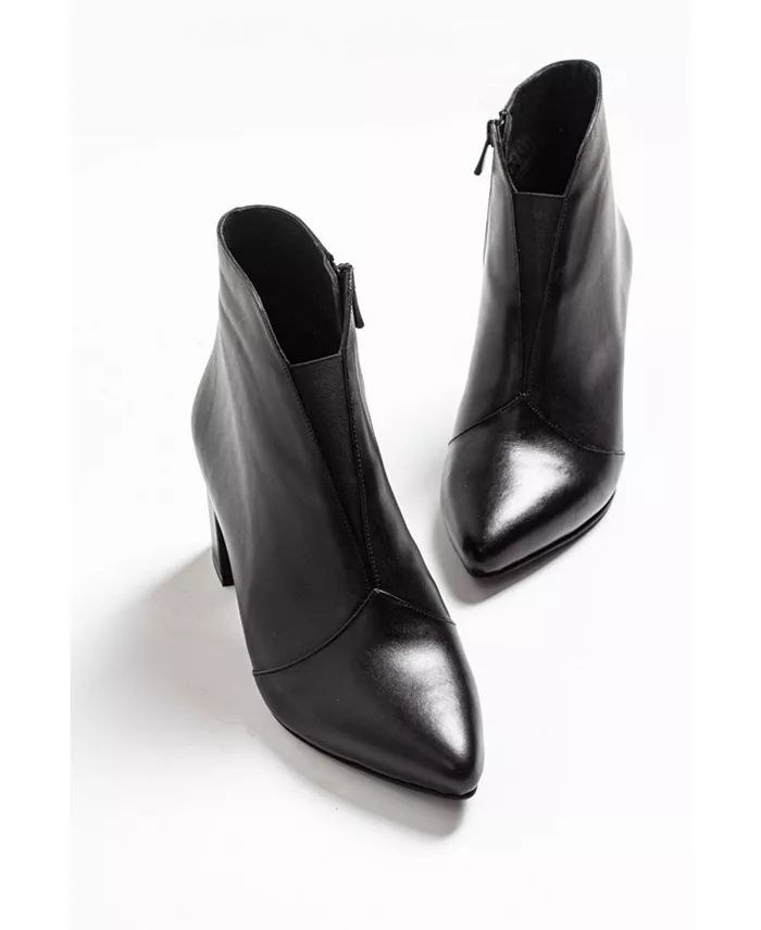 Finda Кожаные Ботинки на Блочном Каблуке (Женские) Forever & Always Shoes, черный