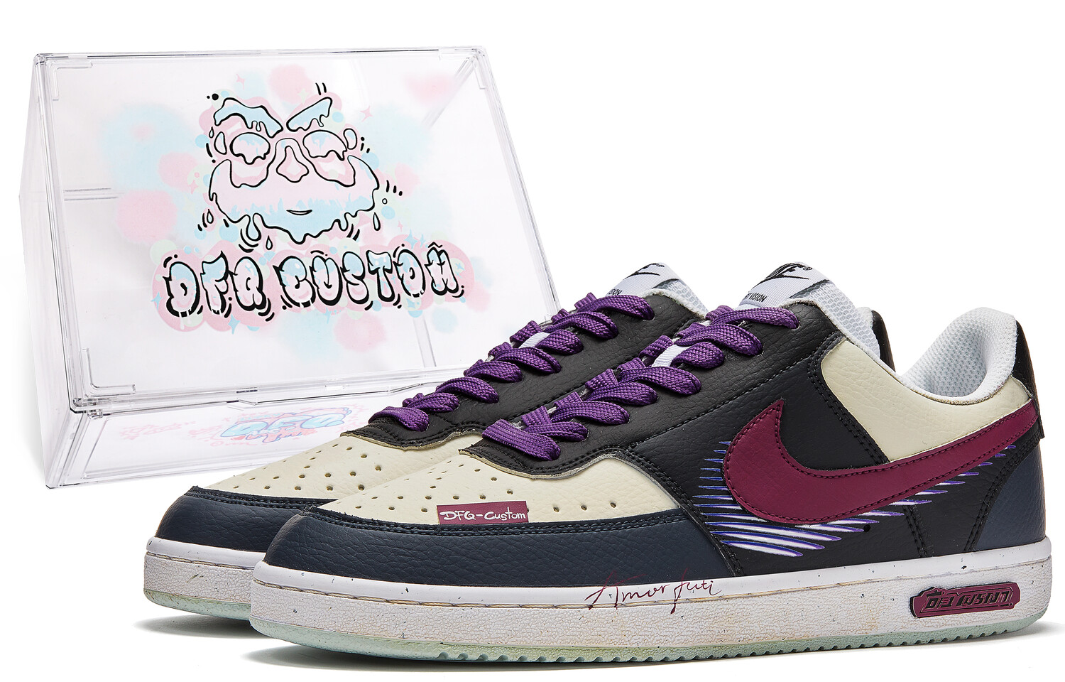 

Кроссовки Nike Court Vision 1 Skateboarding Shoes Men Low-top Blue/Purple, серый