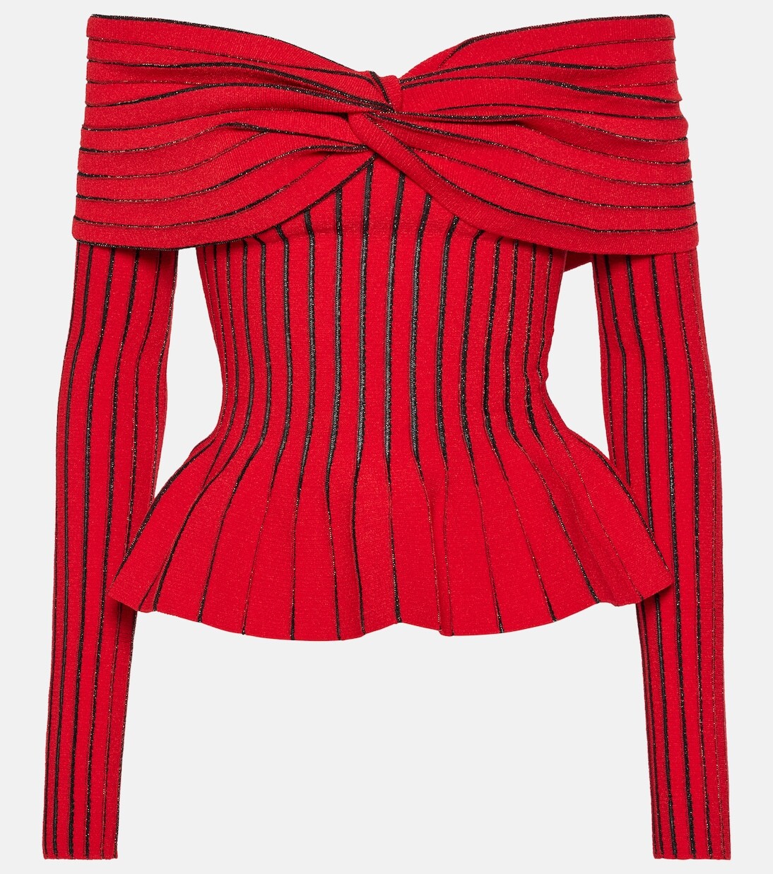 

Вязаный топ с открытыми плечами Balmain, красный