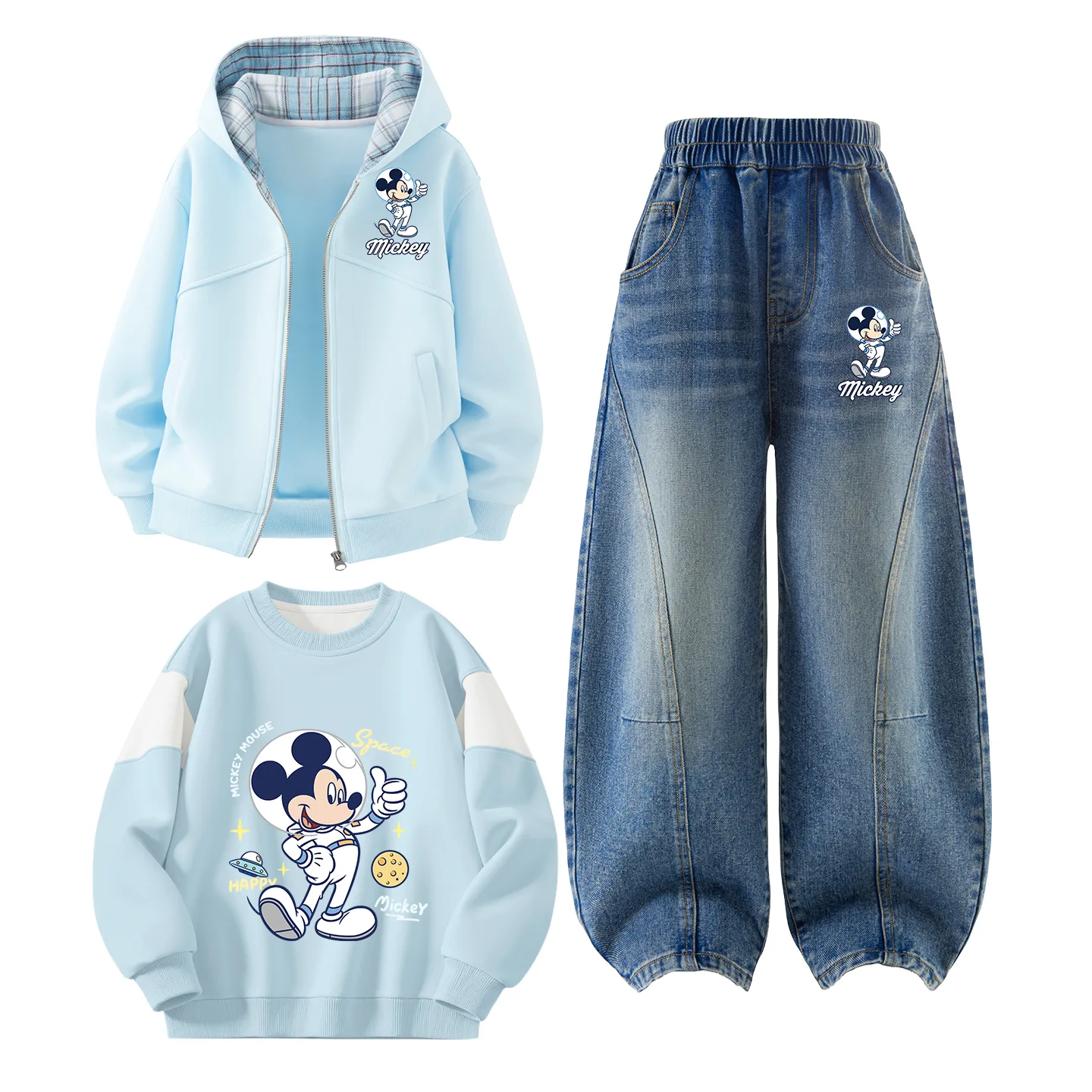 Детский спортивный комплект из 3 предметов Disney, Difang Label K Pudding Blue+Diframe Frame with Mickey Mouse K Denim Blue+Dsquare Square Pudding Blue — фото 3