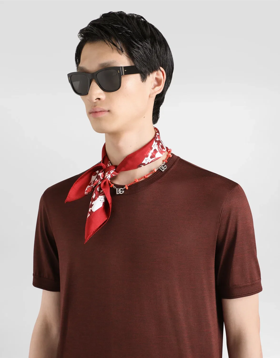 Шелковая футболка с круглым вырезом DOLCE & GABBANA, красный — фото 4