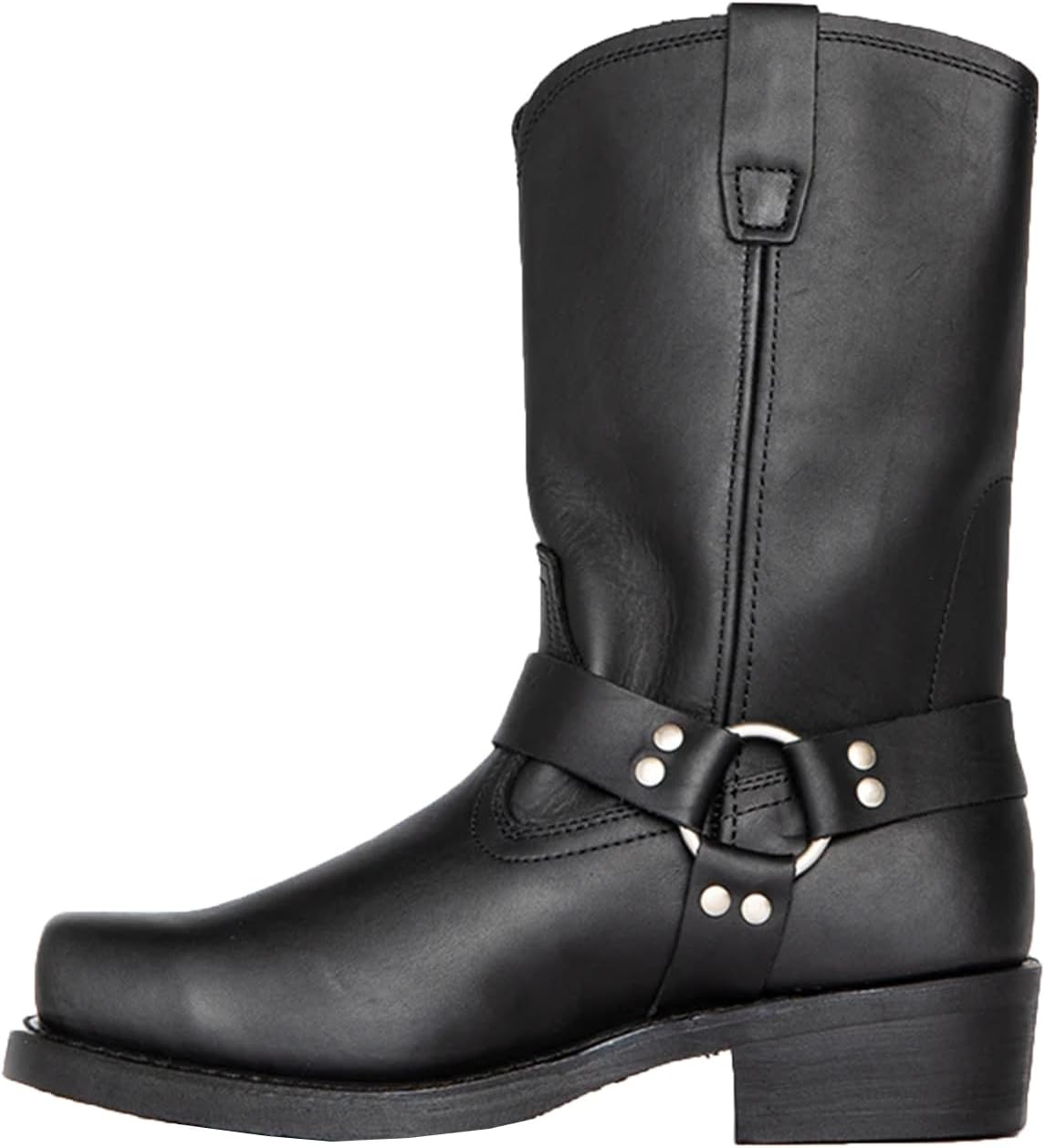 

Ретро ковбойские западные сапоги средней высоты для мужчин, из искусственной кожи, слипоны, зимние сапоги, ботильоны Generic, черный