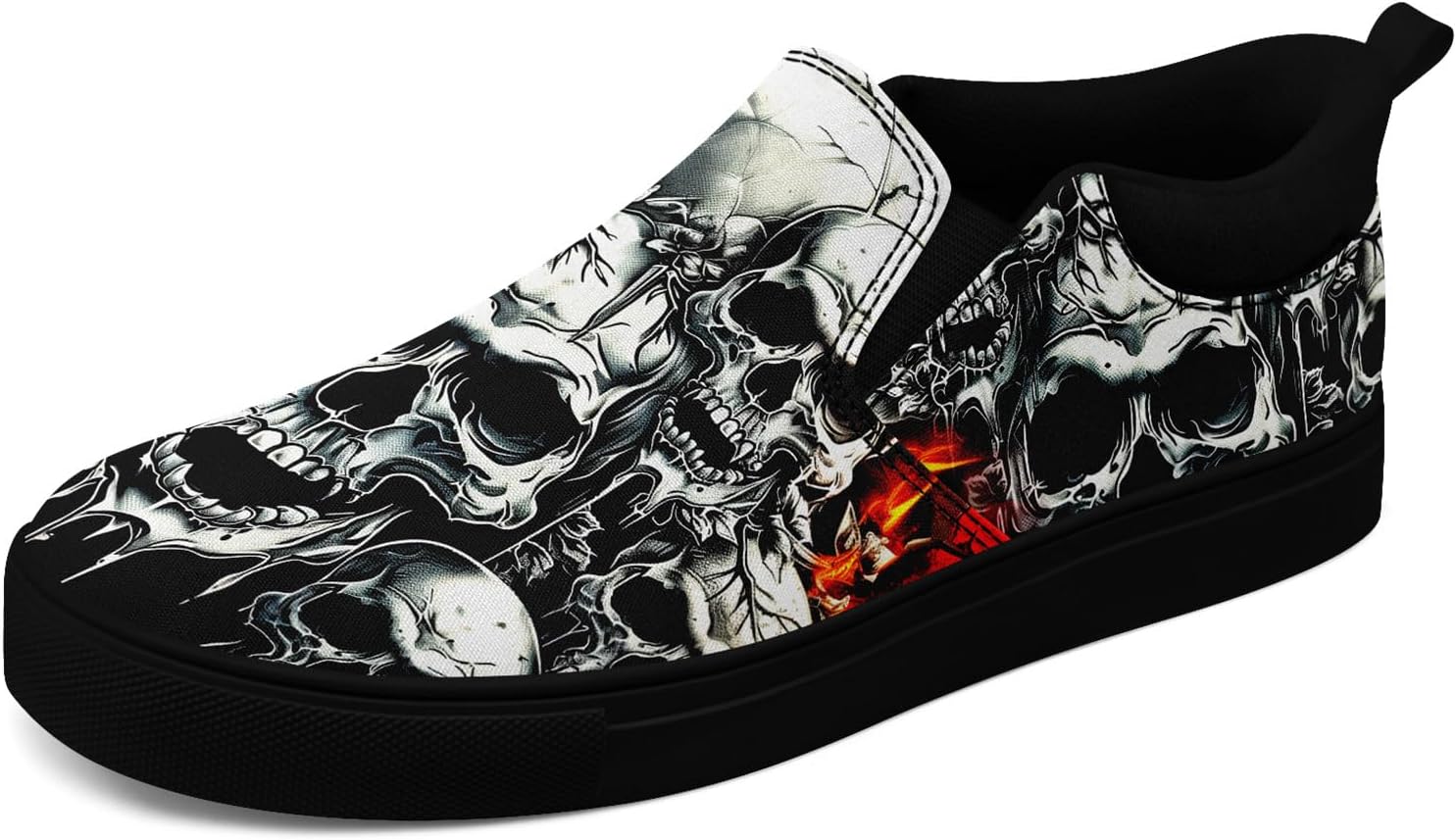 

Мужские слипоны из холщовой ткани coolcustomize с готическим принтом черепа, повседневные легкие лоферы, удобные кроссовки для прогулок, для женщин, черный