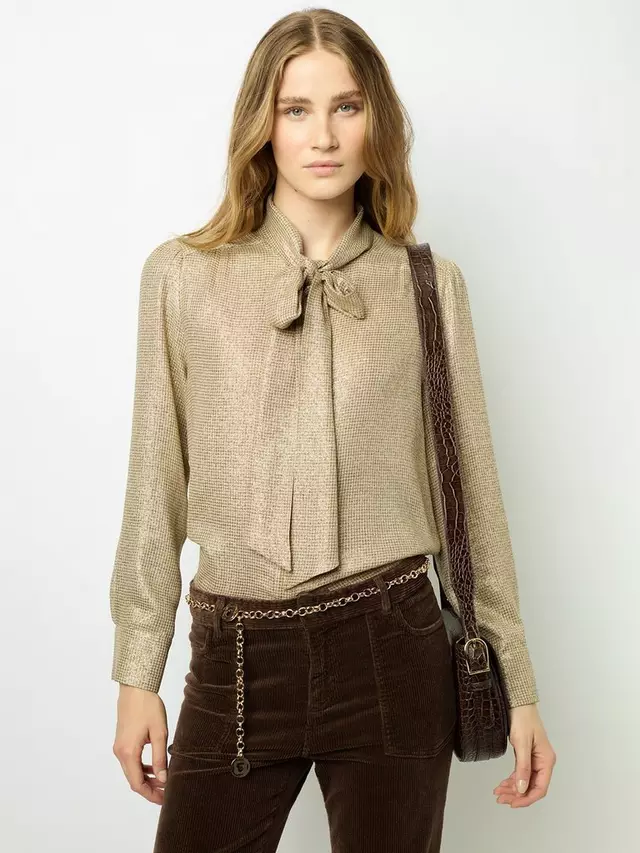 

Блуза Gerard Darel Bessie Metallic Pussybow, золотой