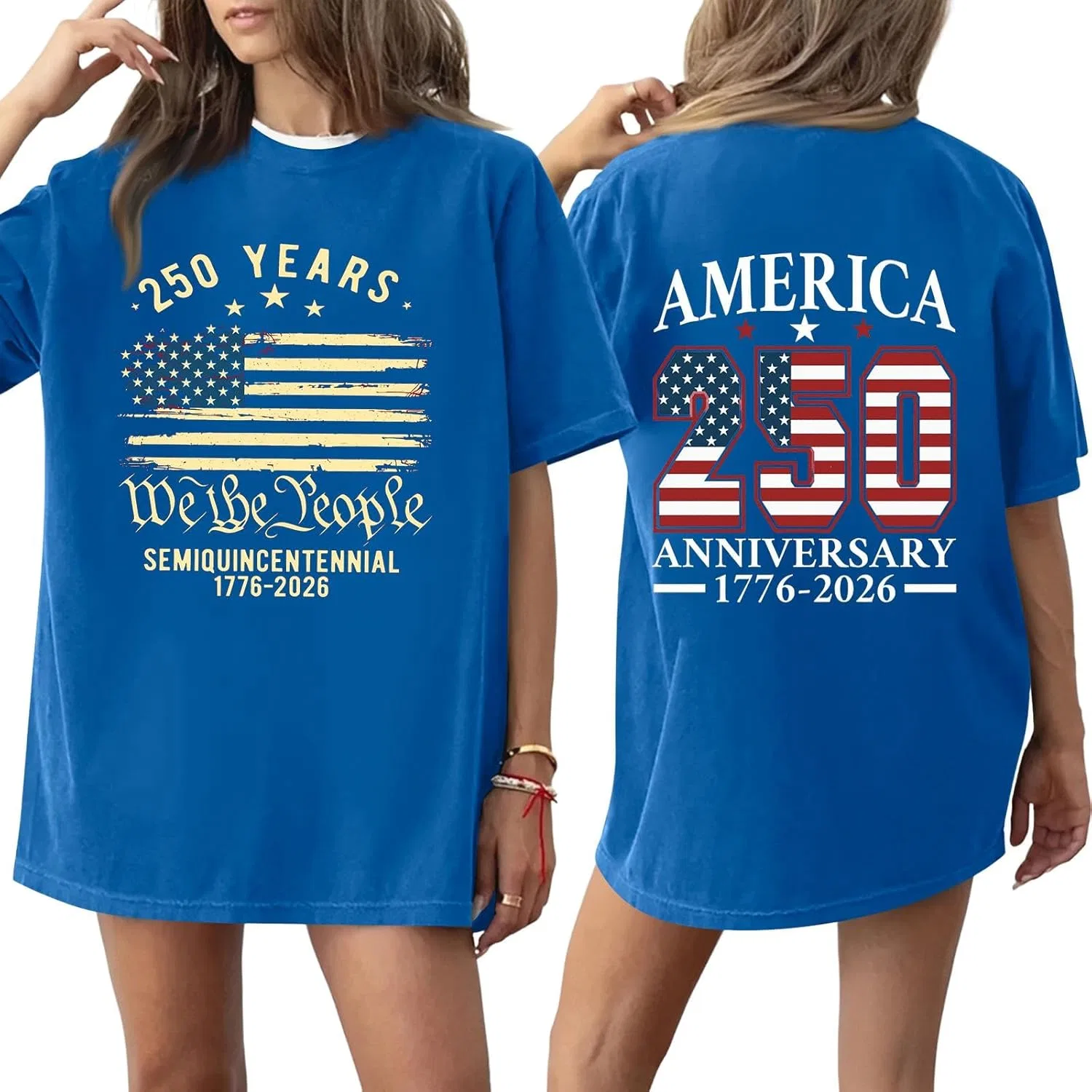 Футболка с патриотическим принтом, 250 Anniversary Printed, 2-blue