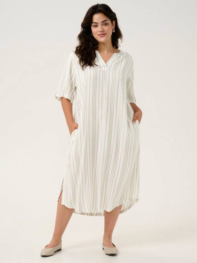 

Платье-кафтан Mille в полоску KAFFE Curve, Chalk/Chincilla