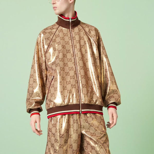 Куртка gg technical jersey zip jacket 'gold' Gucci, золотой — фото 4