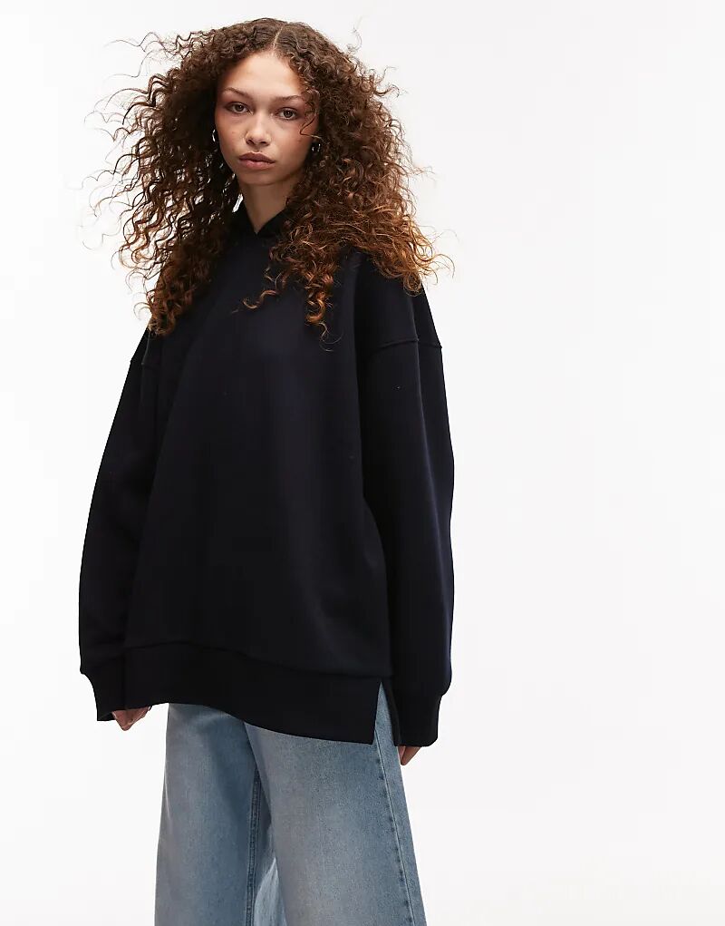 

Премиальная толстовка с капюшоном в темно-синем цвете Topshop