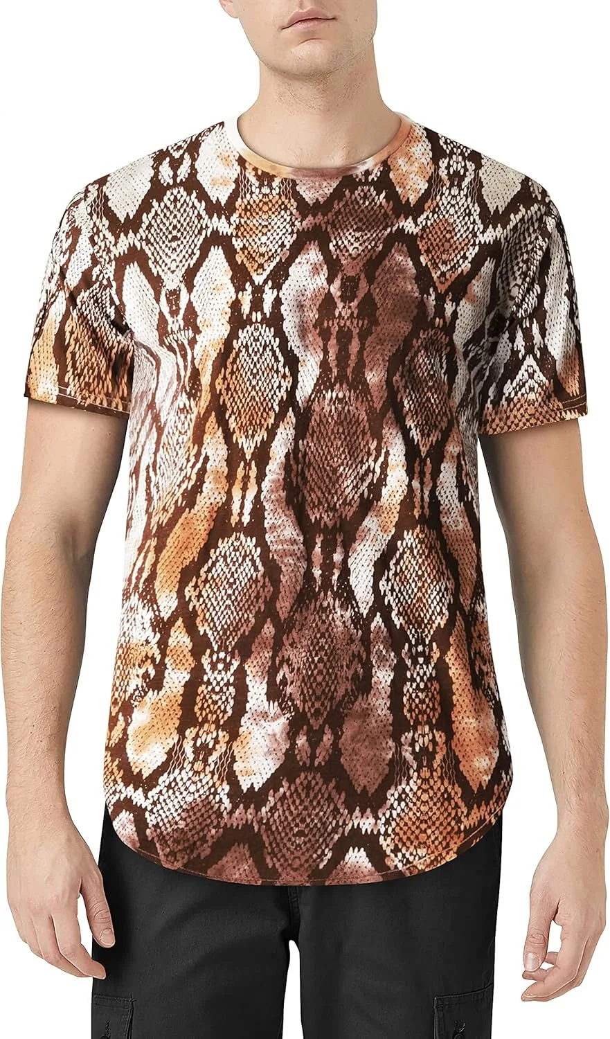 

Футболка Hat and Beyond с круглым подолом и принтом snakeskin