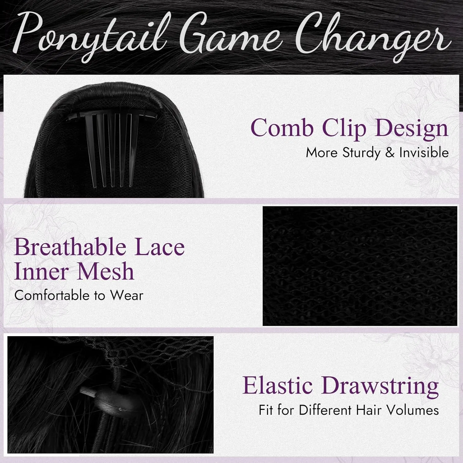 Накладной хвост «Wavy Ponytail Hairpiece» черный с кудрями от BARSDAR Barsdar, Natural Black — фото 3